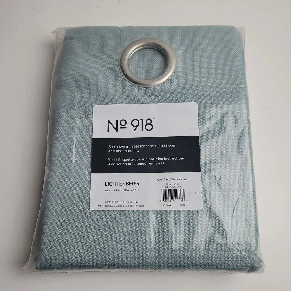 No. 918 Juliette Grommet SINGLE Curtain Rod Panel 40 x 84'' Aqua Color #BT1